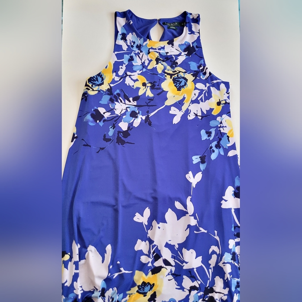 RALPH LAUREN Blue Floral DRESS, Colorful , Size 12